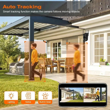 8MP 4K PTZ WiFi Camera With Dual Lens For Outdoor AI Human Detection - stepyours.com