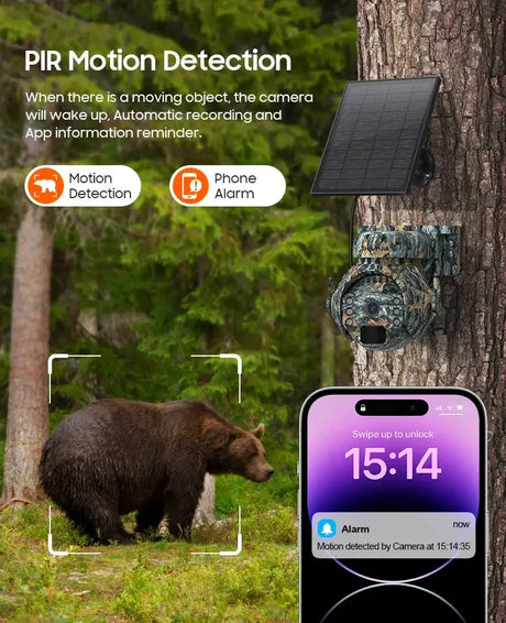 SHIWOJIA 3MP 4G Solar Cameras Wireless 360 Degree PTZ