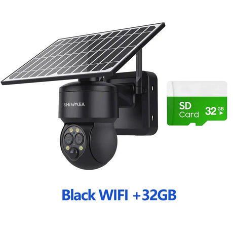 Shiwojia 4G Sim Solar Camera With WiFi 6W Dual Lens 12X Zoom