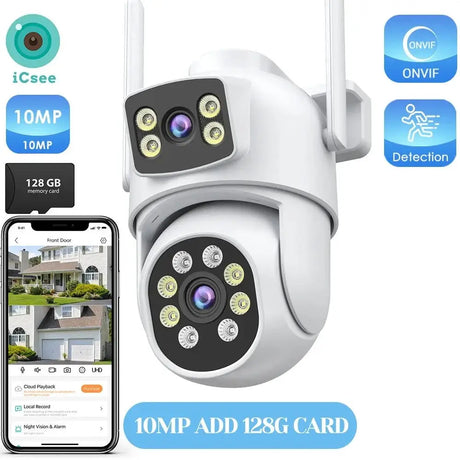 12MP Outdoor WiFi Camera - With 3 Lens PTZ AI Tracking For ICSEE App - stepyours.com