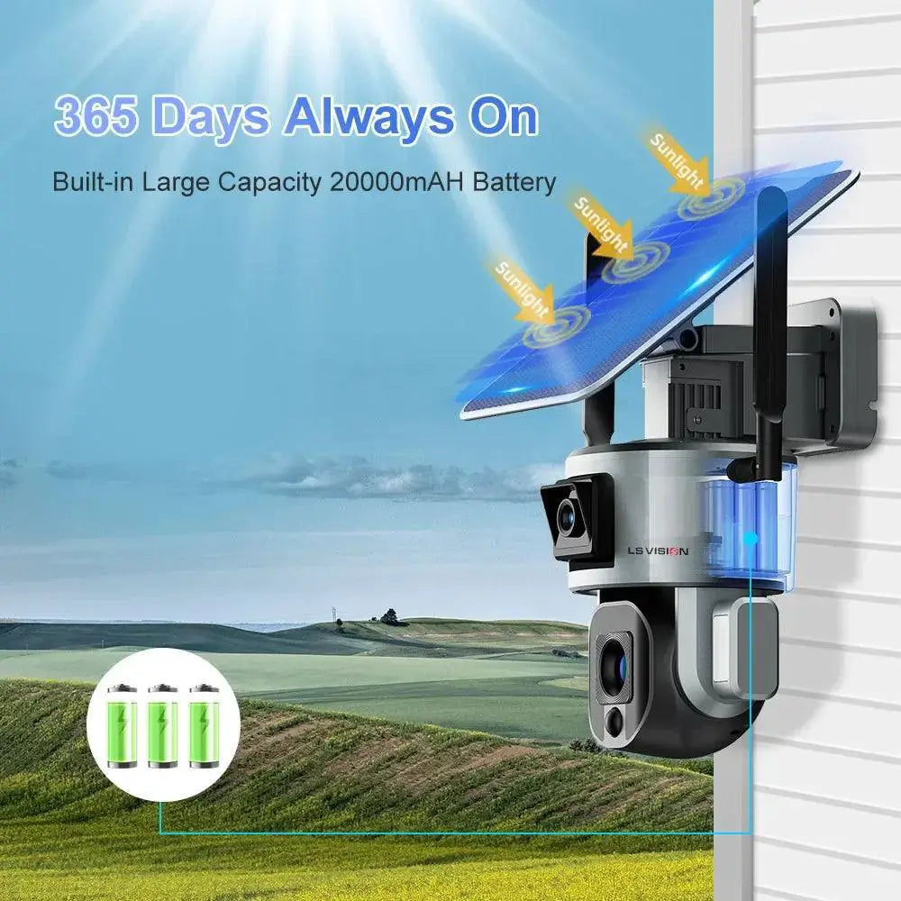 Solar Security Camera Dual Lens Tech Outdoor Surveillance