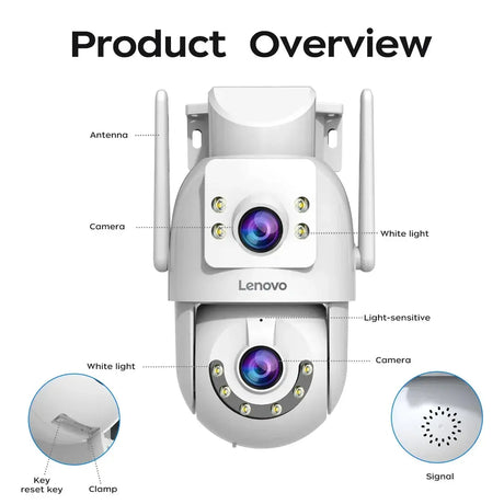 Lenovo 4K Outdoor WiFi Surveillance Camera Dual Lens PTZ IP - ESCAPION