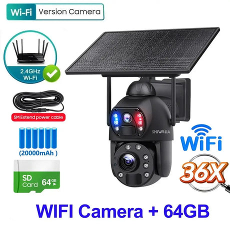 SHIWOJIA Solar 4G Security Camera With 360 Night Vision And 36X Zoom - stepyours.com
