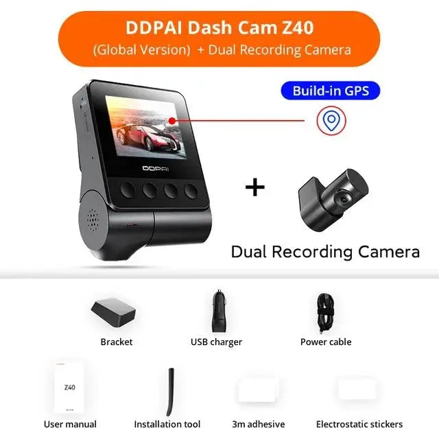 DDPAI Z40 Dash Cam Sony IMX335 1944P HD Video GPS WiFi 360 Rotation - stepyours.com