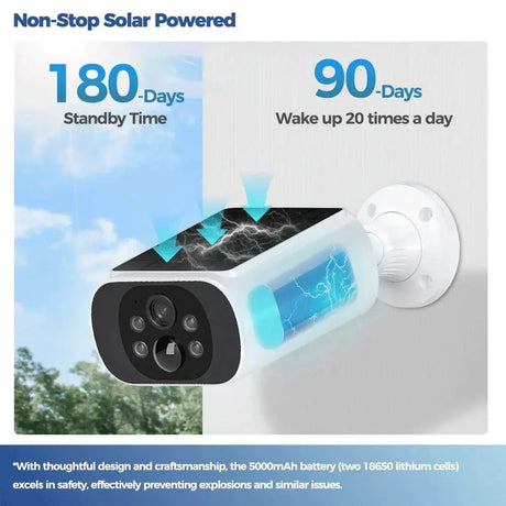 Alevio 2.5K Outdoor Solar Camera Wireless AI Security With Night Vision Hooks - stepyours.com