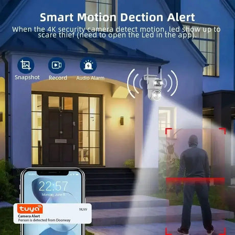8MP Tuya WiFi PTZ Outdoor Security Camera With AI Auto Tracking Alexa ONVIF - stepyours.com