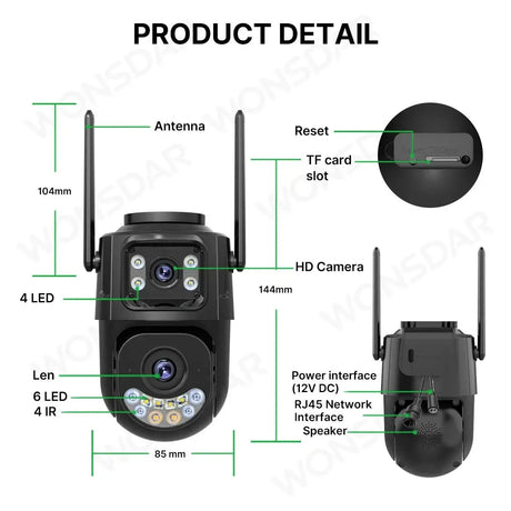 External WiFi PTZ Camera Dual Lens - Outdoor 2.4Ghz And 5Ghz WiFi Auto Tracking - stepyours.com
