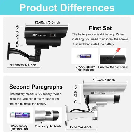 Dummy Security Camera Waterproof Indoor Outdoor Red LED Flashing No Wiring - stepyours.com