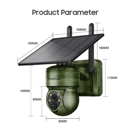 Shiwojia Wifi Wireless PTZ Solar Camera 4G SIM Outdoor 4MP