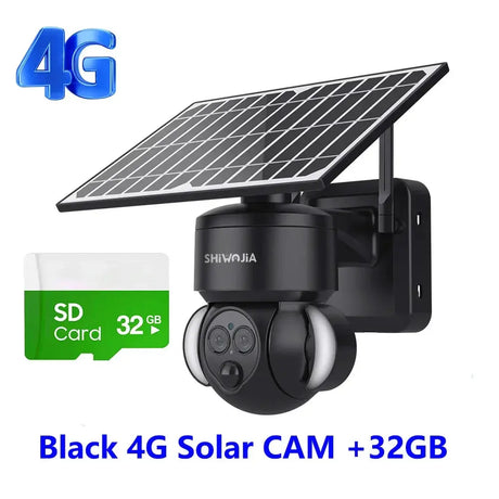 Shiwojia 6MP Solar Camera With 4G Sim Card Outdoor 12X Zoom