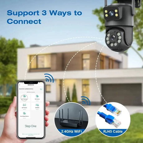 Icsee 8MP WiFi PTZ CCTV Camera Dual Screen Auto Tracking Night Vision Outdoor - stepyours.com