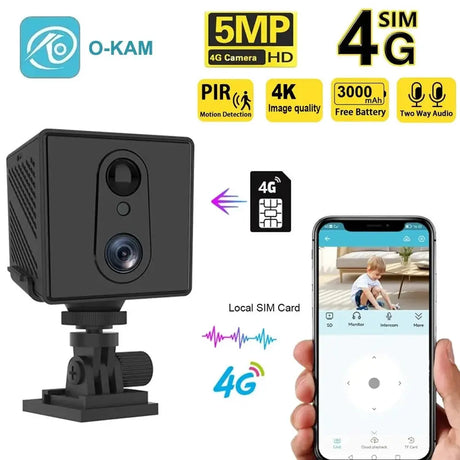 5MP Mini Camera 4G IP CCTV Two Way Audio 3000mAh Battery 64GB Night Vision - stepyours.com