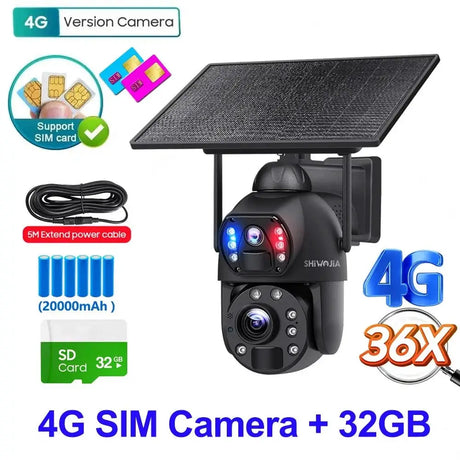 SHIWOJIA Solar 4G Security Camera With 360 Night Vision And 36X Zoom - stepyours.com