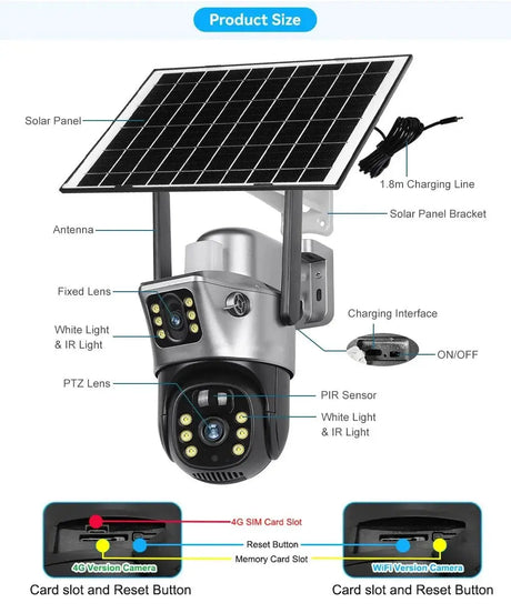 V380 Pro Solar Security Camera - Dual Lenses 8MP 4K PIR Night Vision Outdoor - stepyours.com