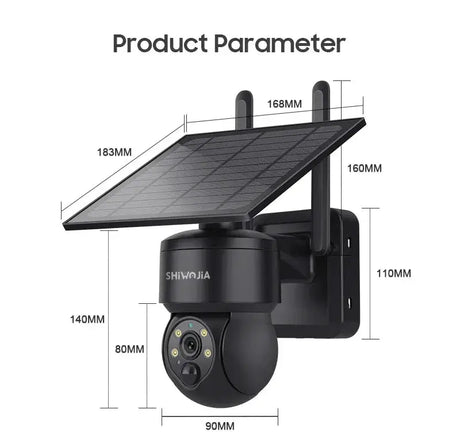 Shiwojia Wifi Wireless PTZ Solar Camera 4G SIM Outdoor 4MP
