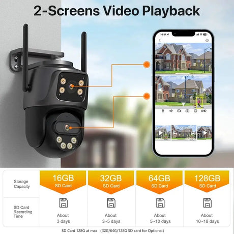 WONSDAR Dual Lens PTZ WiFi Camera Outdoor AI Security iCSee.add Hooks - stepyours.com