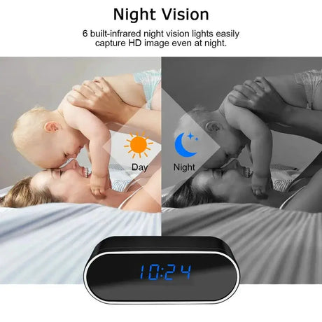 Mini Clock Camera For Home Security With Night Vision