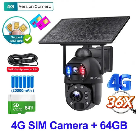 SHIWOJIA Solar 4G Security Camera With 360 Night Vision And 36X Zoom - stepyours.com