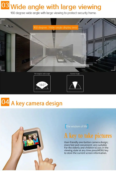 2.4’ Hidden Peephole 120° Intelligent Digital Door Viewer Monitor Take Picture Anti Cat Eye Peek Camera 240*320 visual doorbell by stepyours.com