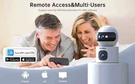Lenovo 4K IP Camera - Dual Lens 5G WiFi Auto Tracking For Home Surveillance by stepyours.com