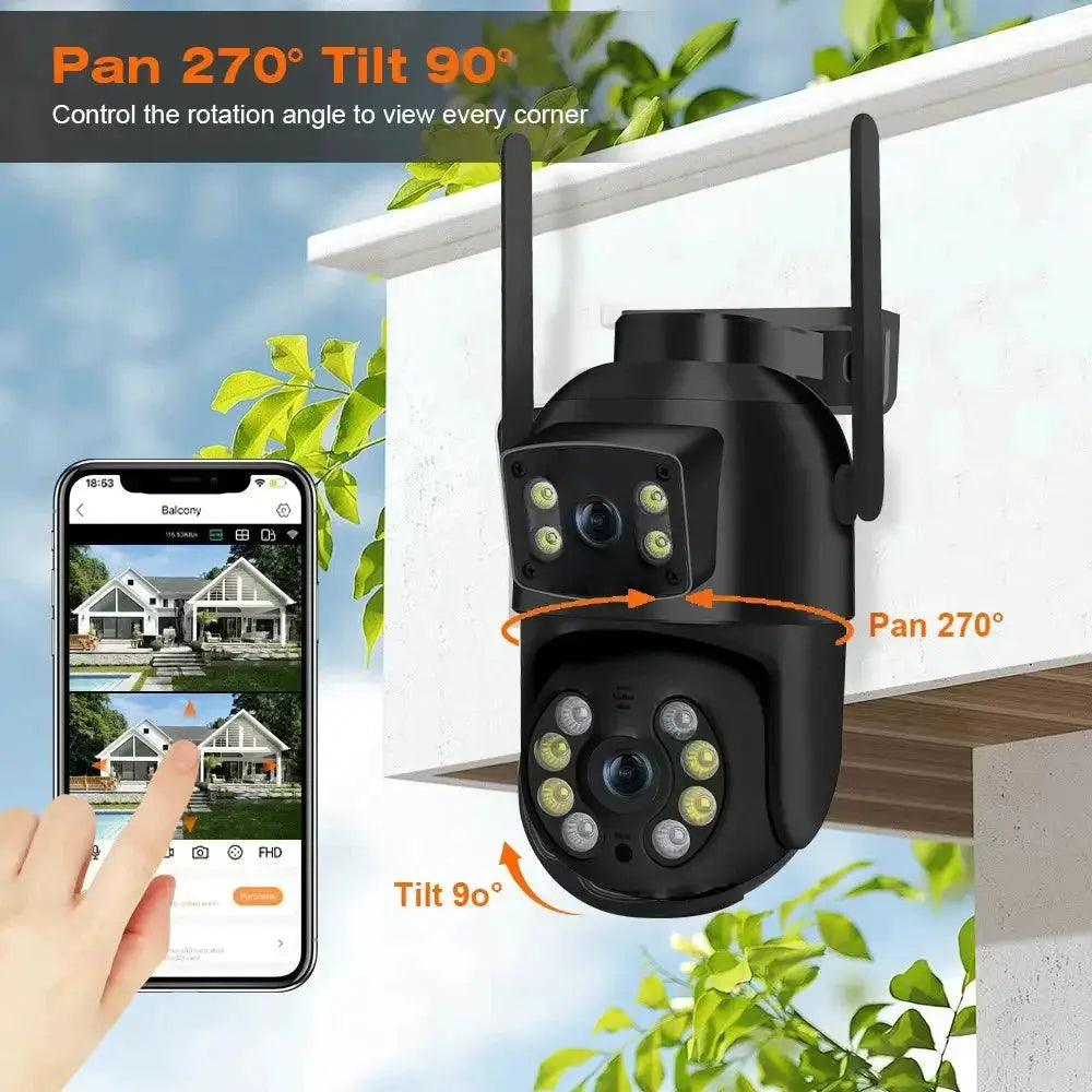 8MP 4K PTZ WiFi Camera With Dual Lens For Outdoor AI Human Detection - stepyours.com