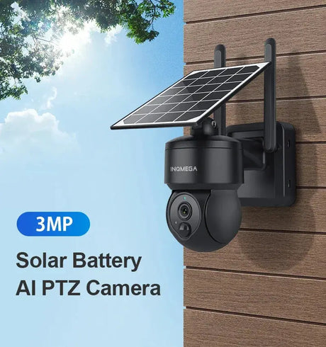 INQMEGA 3MP HD Outdoor Wifi 4G Mini Solar Battery PTZ Camera