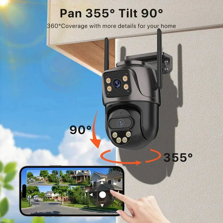 WONSDAR Dual Lens PTZ WiFi Camera Outdoor AI Security iCSee.add Hooks - stepyours.com