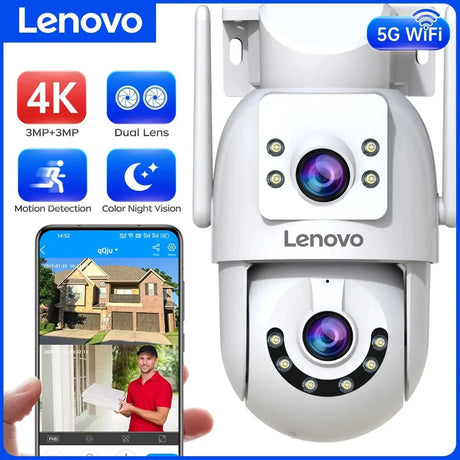 Lenovo HD PTZ Outdoor Camera Dual Lens 6MP With Auto Tracking - 5G WiFi - stepyours.com