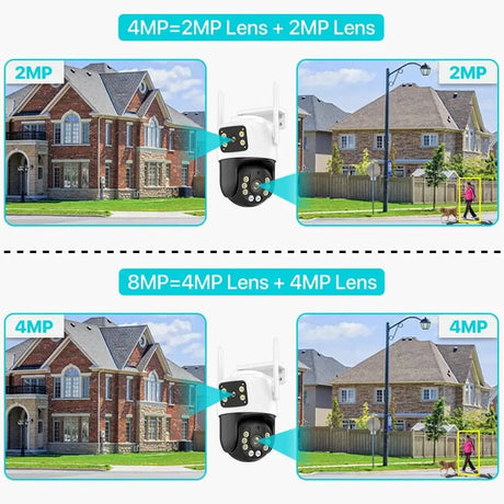 Dual Lens 360 Degree WiFi Camera IP66 Outdoor Security 8MP 4K PTZ - stepyours.com