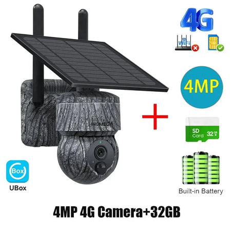 INQMEGA Solar Powered PTZ Camera 5MP 4MP WiFi 4G CCTV With Two Way Audio - stepyours.com