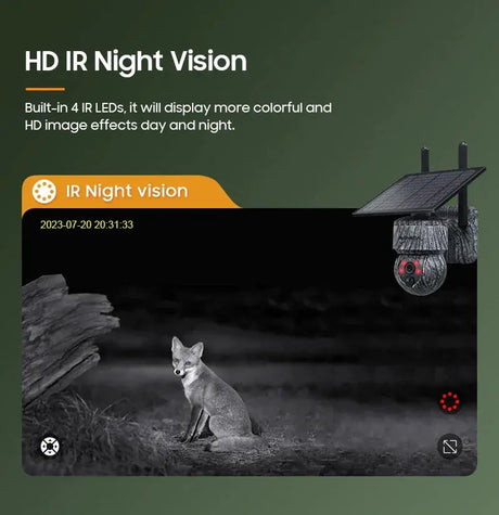 INQMEGA Solar PTZ Camera 5MP 4MP Wireless 4G SIM Outdoor Use