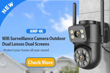 8MP 4K Solar WiFi Outdoor Camera Built In Battery Dual Lens 2K Surveillance - stepyours.com