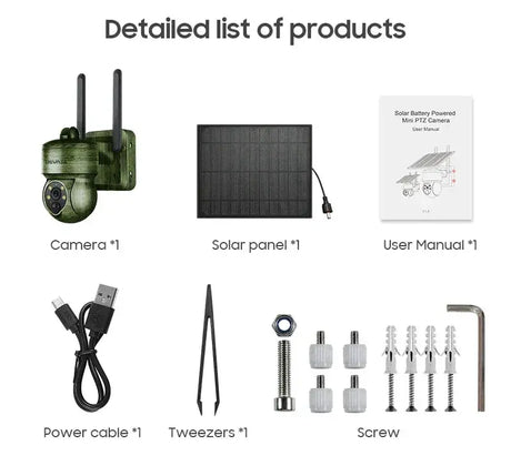 Shiwojia Wifi Wireless PTZ Solar Camera 4G SIM Outdoor 4MP