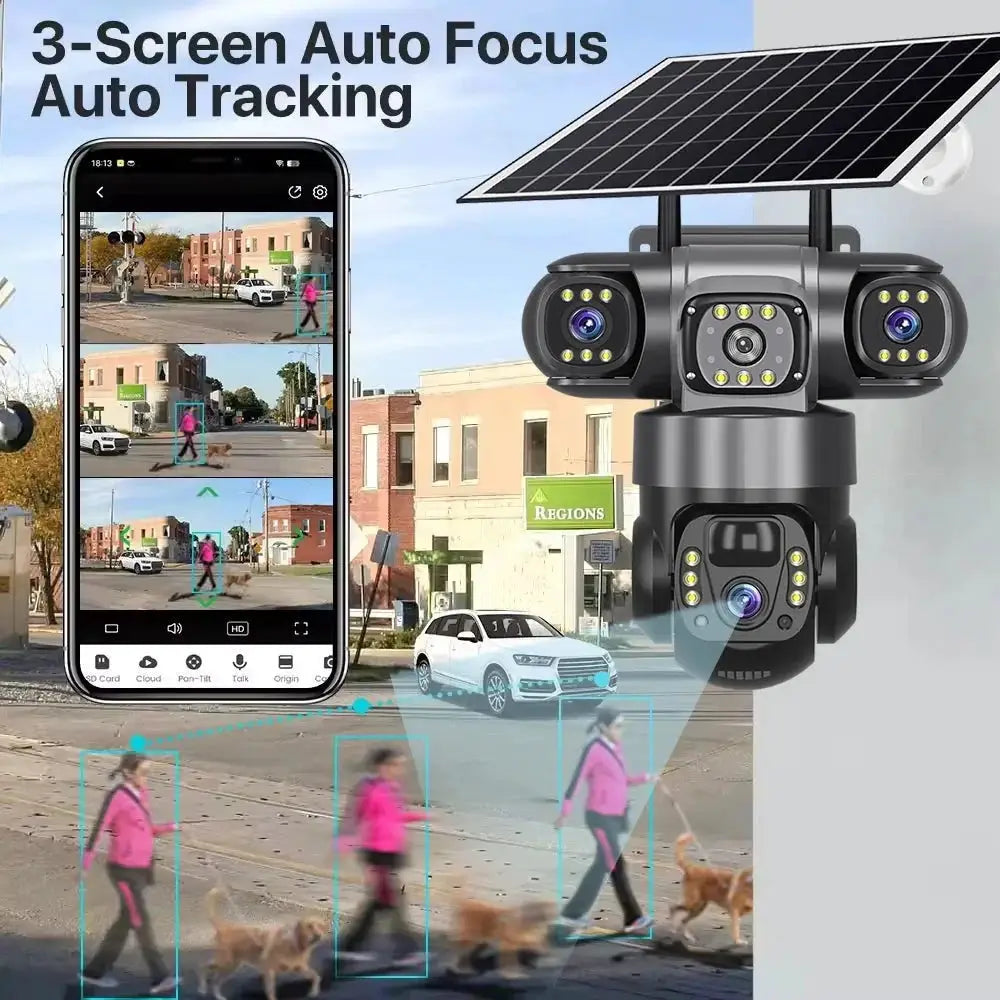 2 Pack Outdoor Security Camera System - 15MP Triple Lens 4G Solar Auto Tracking - stepyours.com