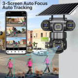 2 Pack Outdoor Security Camera System - 15MP Triple Lens 4G Solar Auto Tracking - stepyours.com
