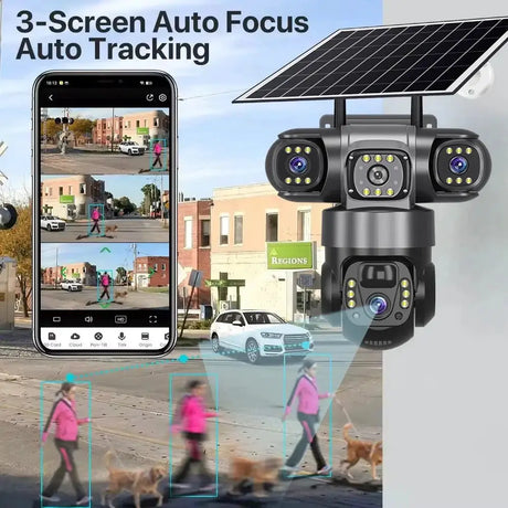 2 Pack Outdoor Security Camera System - 15MP Triple Lens 4G Solar Auto Tracking - stepyours.com