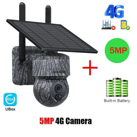 INQMEGA Solar Powered PTZ Camera 5MP 4MP WiFi 4G CCTV With Two Way Audio - stepyours.com