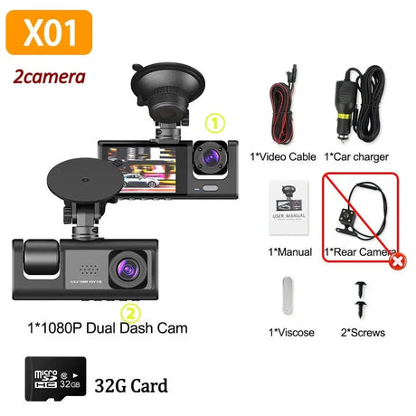 1080P Car Dash Cam 2 To 3 Camera Front And Rear Video Recorder Night Vision - stepyours.com
