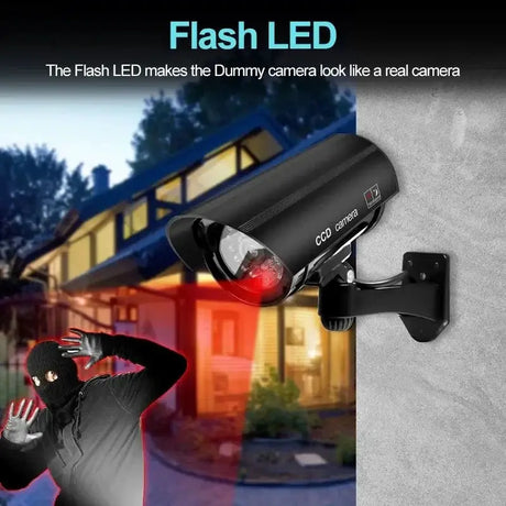 Dummy Security Camera Waterproof Indoor Outdoor Red LED Flashing No Wiring - stepyours.com
