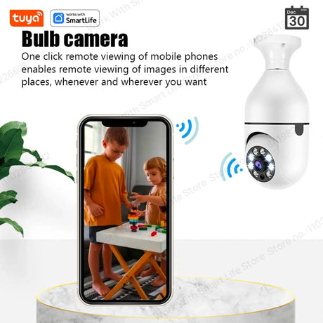 Tuya 1080P 2.4G E27 WiFi Bulb Surveillance Camera Night Vision Two Way Audio - stepyours.com