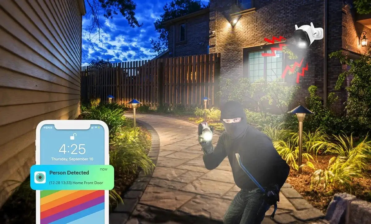 TPTEK 3MP WiFi Outdoor Bullet Camera - AI Human Detection, IP66 Weatherproof - stepyours.com