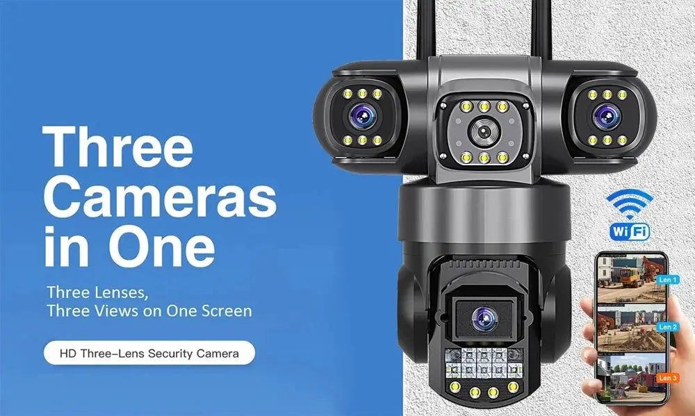 V380 Pro WiFi IP Camera Outdoor 12MP 6K Triple Lens Night Vision - Weatherproof by stepyours.com