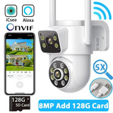 Hooked On 8MP 4K WiFi PTZ Camera Dual Lens Outdoor Security ICSEE App - stepyours.com