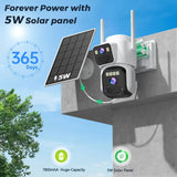 8MP Dual Lens Solar WiFi Security Camera - Color Night Vision, PIR Motion - stepyours.com