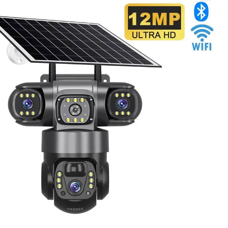 Solar Wireless Security Camera 12MP HD 3 Lens 10X Zoom IP66 Outdoor - stepyours.com