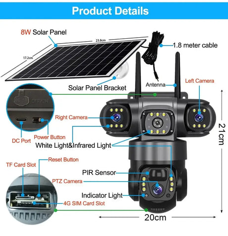 Solar 4G IP Camera 15MP HD Outdoor Night Vision Weatherproof Security - stepyours.com