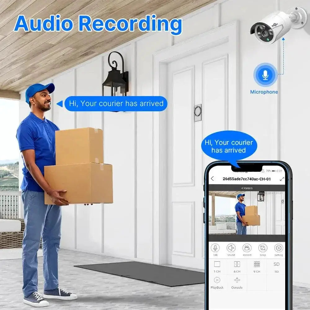 5MP PoE Outdoor Security Camera With Night Vision And Audio