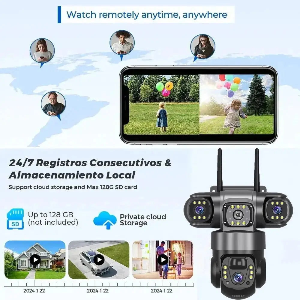 2 Pack Outdoor Security Camera System - 15MP Triple Lens 4G Solar Auto Tracking - stepyours.com
