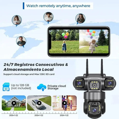 2 Pack Outdoor Security Camera System - 15MP Triple Lens 4G Solar Auto Tracking - stepyours.com