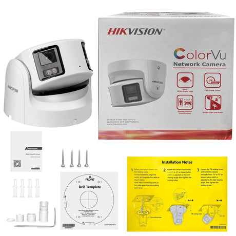 Hikvision 8MP Panoramic ColorVu Turret IP Camera Dual Lens Built In Mic Speaker - stepyours.com